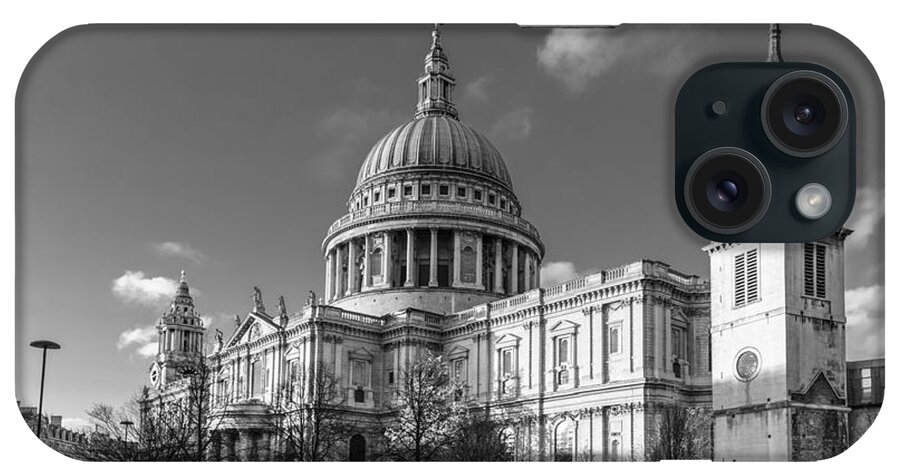 British Weather iPhone Case featuring the photograph Winter sun St Paul's Cathedral BW by Gary Eason