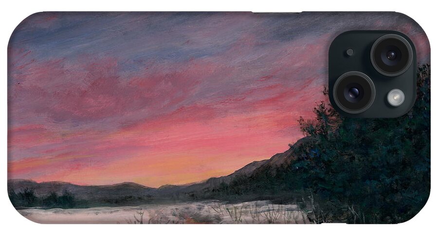 Night Sky iPhone Case featuring the painting Winter Sundown by Kathleen McDermott