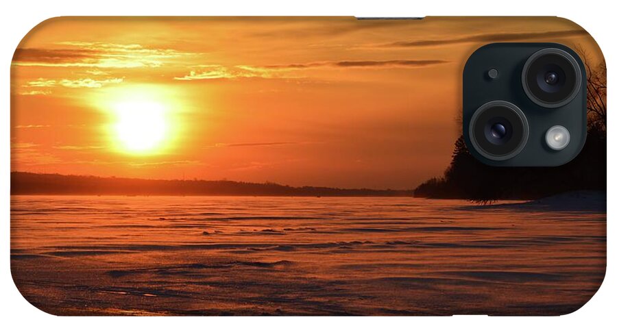 Abstract iPhone Case featuring the photograph Winter Sunset On Kempenfelt Bay by Lyle Crump