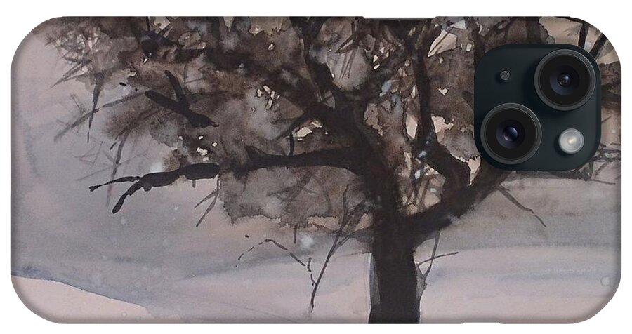Winter Tree iPhone Case featuring the painting Winter Tree by Laurie Rohner