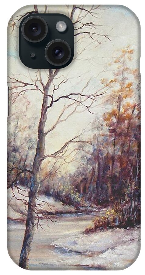 Vertical iPhone Case featuring the painting Winter Tree by Virginia Potter