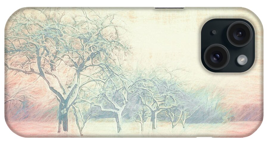 Photo iPhone Case featuring the digital art Winter Trees Abstract by Jutta Maria Pusl