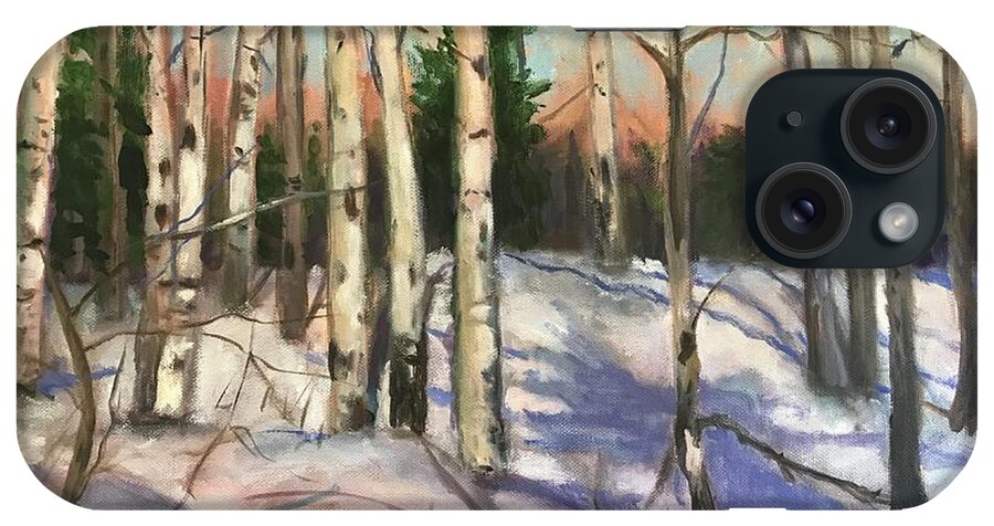 Aspen Trees iPhone Case featuring the painting Winter wonderland by Gloria Smith