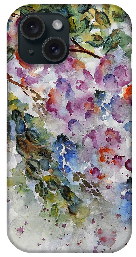 Watercolor iPhone Case featuring the painting Wisteria 2 by Carol Crisafi