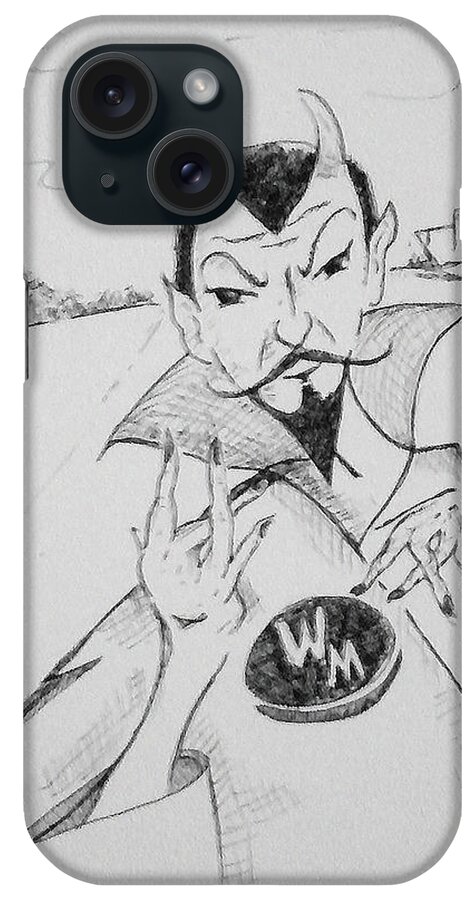 Devil iPhone Case featuring the drawing WM Blue Devils Sign by Loretta Nash