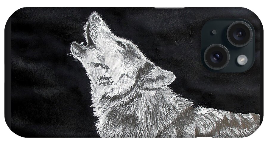 Pencil iPhone Case featuring the drawing Wolf Howl by Stan Hamilton