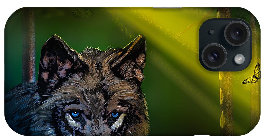 Canada iPhone Case featuring the digital art Wolf of the Dark Wood by J Griff Griffin