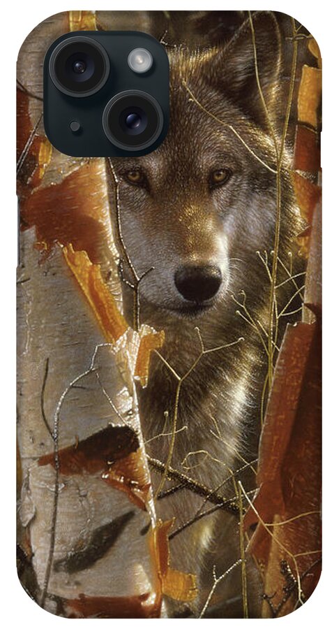 Wolf Painting iPhone Case featuring the painting Wolf - The Guardian by Collin Bogle