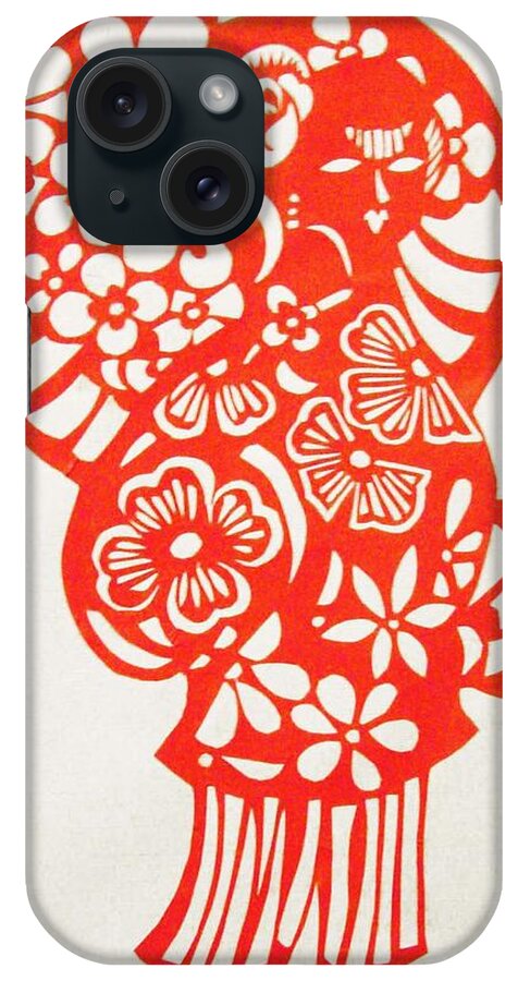 Paper-cutting iPhone Case featuring the mixed media Woman And Fish by Tingting Su