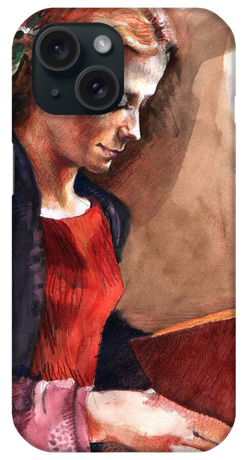 Reader iPhone Case featuring the painting Woman Reading by Ellen Dreibelbis