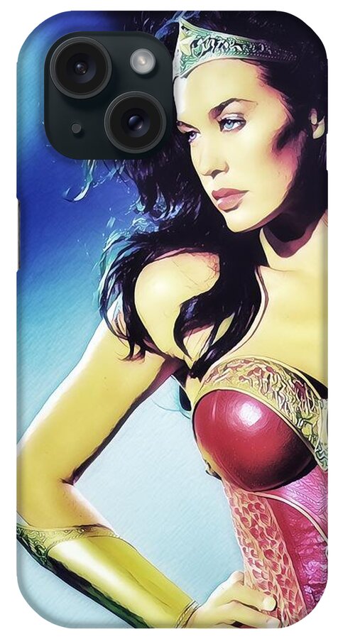 Wonder Woman iPhone Case featuring the painting Womanition by HELGE Art Gallery