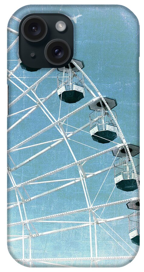 Atlantic iPhone Case featuring the photograph Wonder Wheel and Plane Series 3 Blue by Marianne Campolongo