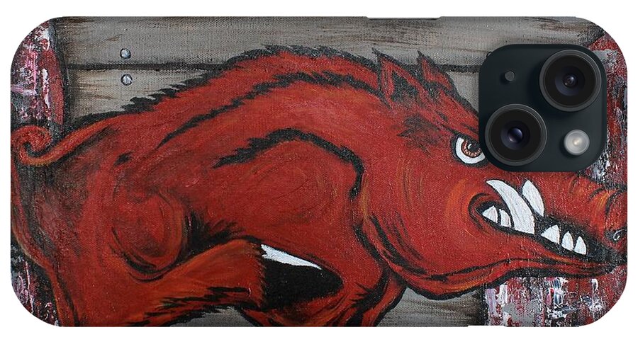 Arkansas iPhone Case featuring the painting Woo Pig by Misty Lee