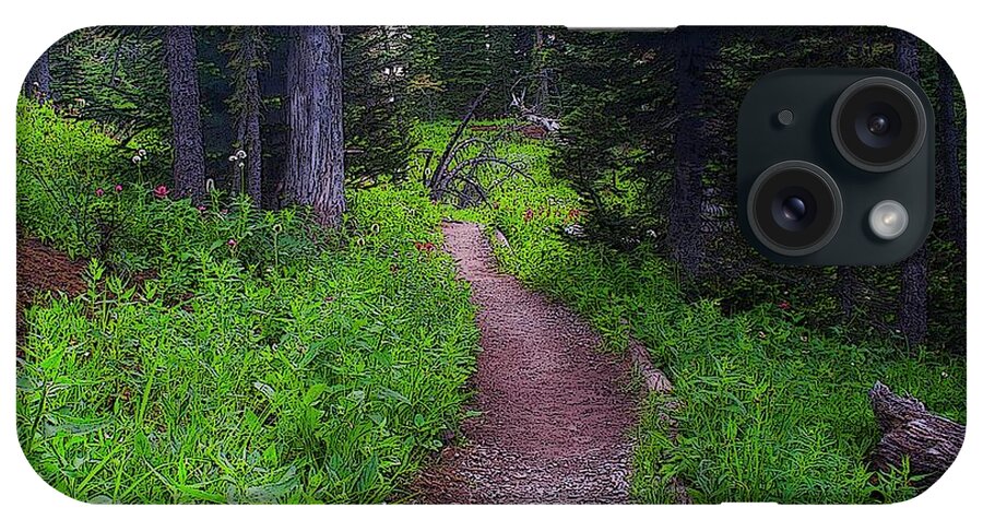  #alberta #nature  #pics #photography #fineart iPhone Case featuring the digital art Wooded Path by Jacquelinemari