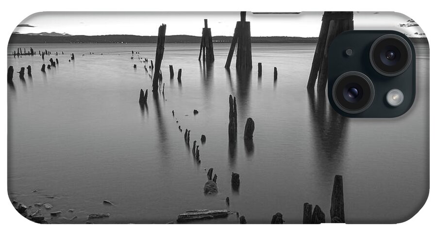 Emeline Park iPhone Case featuring the photograph Wooden Soldiers Of The Hudson Monochrome by Angelo Marcialis