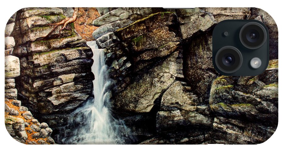  Waterfall iPhone Case featuring the painting Woodland Falls by Frank Wilson