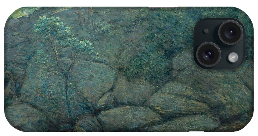 Julian Alden Weir iPhone Case featuring the painting Woodland Rocks by Julian Alden Weir