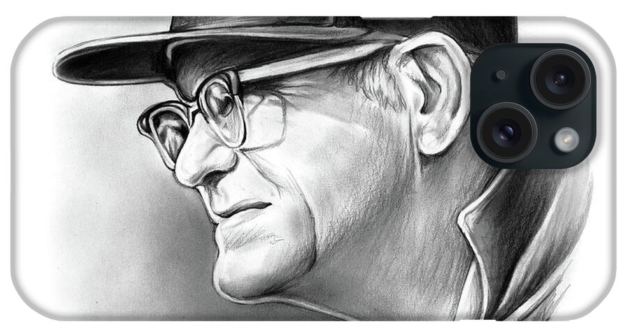 Pencil iPhone Case featuring the drawing Woody Hayes by Greg Joens