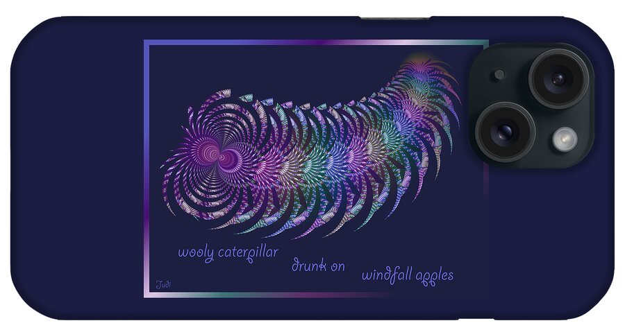 Haiga iPhone Case featuring the digital art Wooly Caterpillar Haiga by Judi Suni Hall
