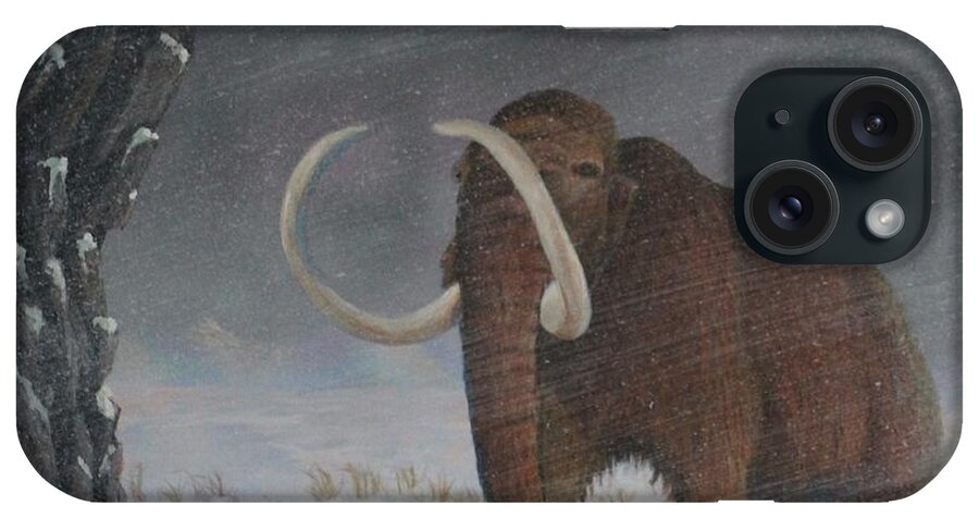 Mammoth iPhone Case featuring the painting Wooly Mammoth......10,000 Years Ago by Bob Williams