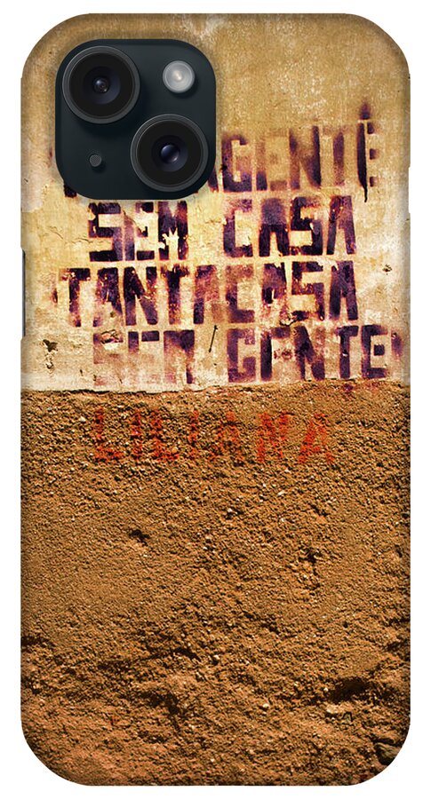 Wall iPhone Case featuring the photograph Words painted on Yellow Wall by Carlos Caetano
