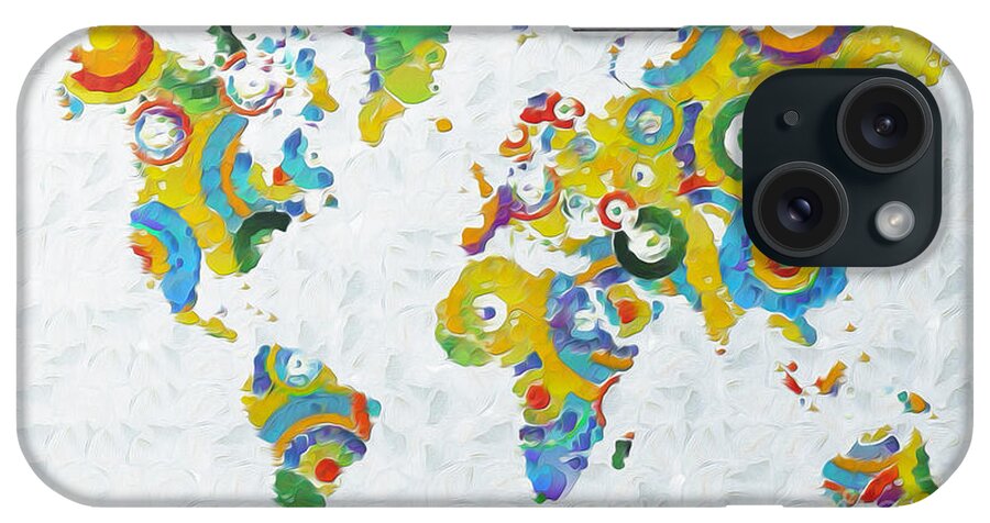 Abstract iPhone Case featuring the painting Abstract World Colorful Map by Stefano Senise