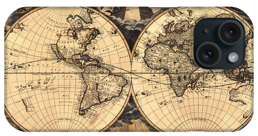Map Of The World iPhone Case featuring the photograph World Map 1666 by Andrew Fare