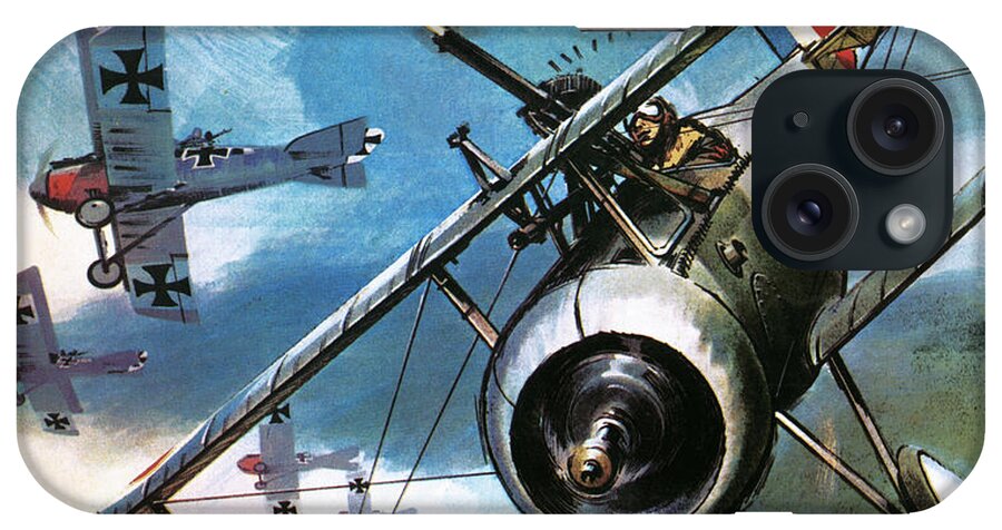Military Aircraft iPhone Case featuring the painting World War One Dogfight by Wilf Hardy