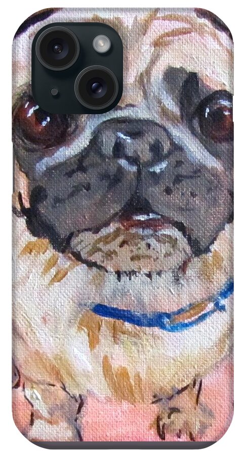 Pug iPhone Case featuring the painting Worried by Barbara O'Toole