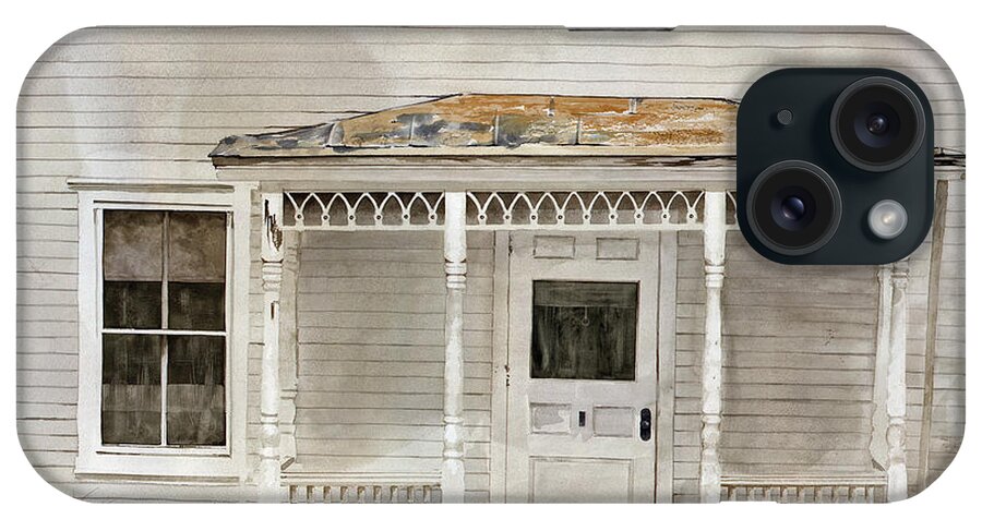 A Front Porch With Decorative Trim Graces A Weathering House At The Shaker Village Of Sabbeth Day Lake iPhone Case featuring the painting Would Mother Ann Approve by Monte Toon