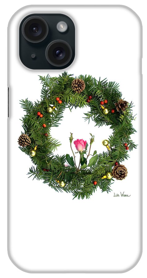 Lise Winne iPhone Case featuring the digital art Wreath With Rose by Lise Winne