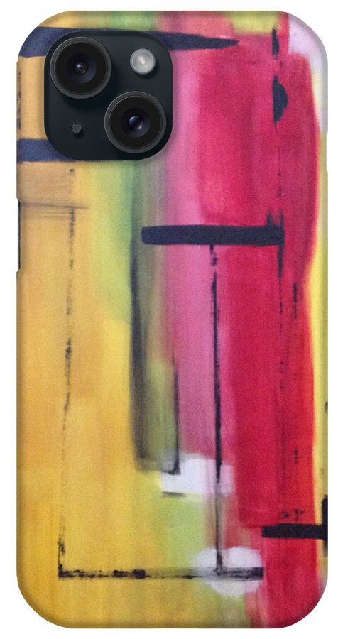 Abstract iPhone Case featuring the painting Yellow abstract by Patricia Cleasby
