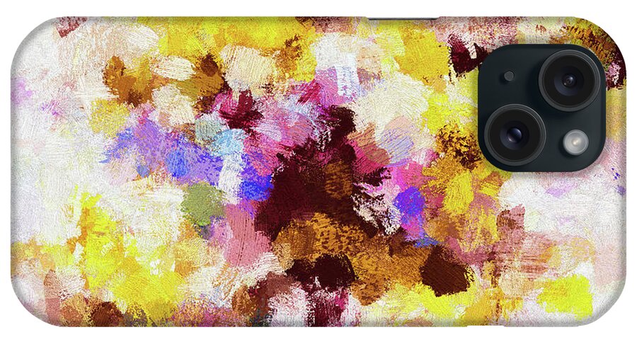 Abstract iPhone Case featuring the painting Yellow and Pink Abstract Painting by Inspirowl Design