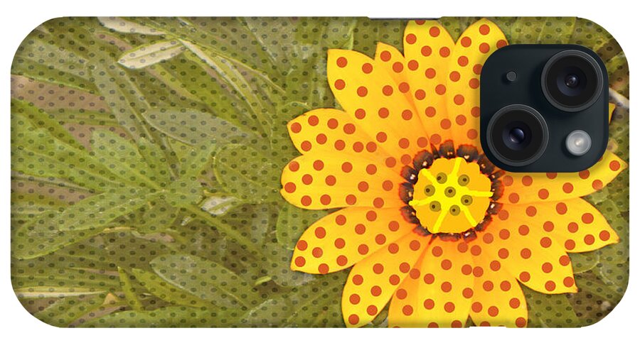 Flower iPhone Case featuring the mixed media Yellow Daisy Dots by Rosalie Scanlon
