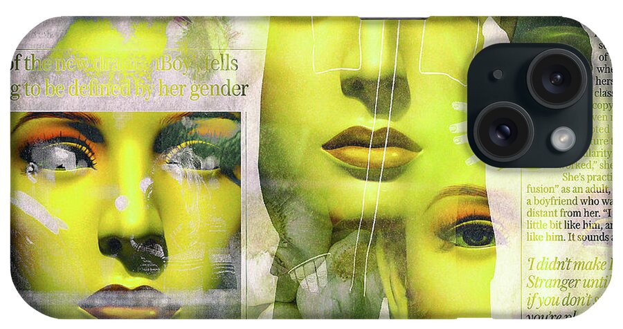 Face iPhone Case featuring the digital art Yellow faces with garlic by Gabi Hampe