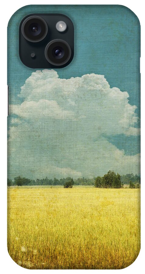 #faatoppicks iPhone Case featuring the photograph Yellow field on old grunge paper by Setsiri Silapasuwanchai