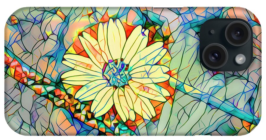 Flower iPhone Case featuring the mixed media Yellow Flower Mosaic by Deborah Benoit