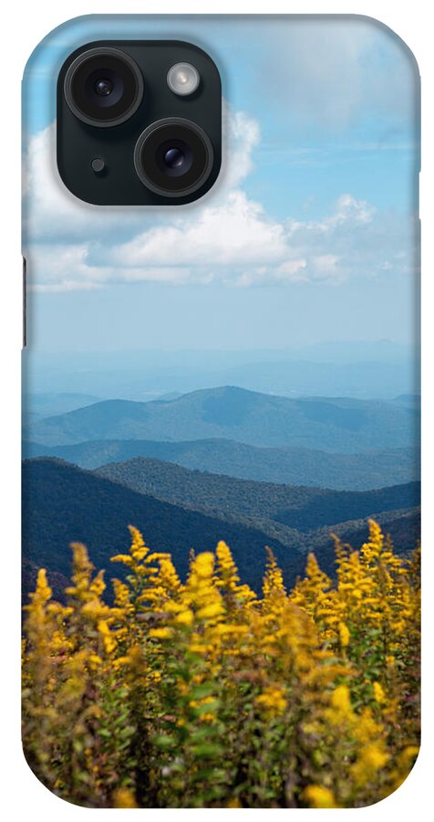 Blue Ridge Mountain iPhone Case featuring the photograph Yellow flowers along the Blue Ridge Mountains by Kim Fearheiley