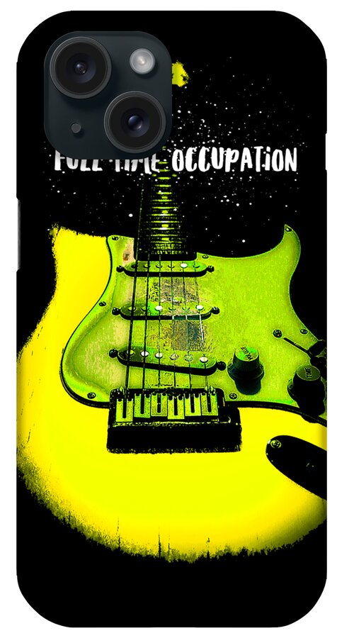 Guitar iPhone Case featuring the digital art Yellow Guitar Full Time Occupation by Guitarwacky Fine Art