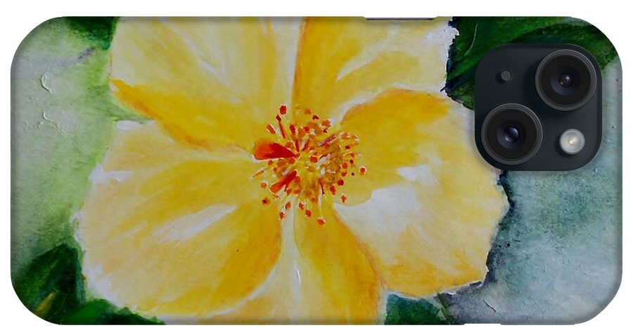 Flower iPhone Case featuring the painting Yellow Hibiscus by Jamie Frier