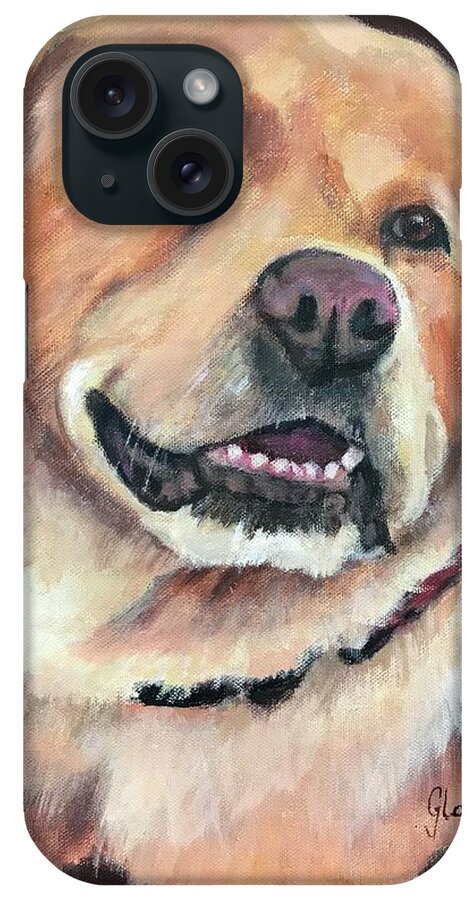 Dog iPhone Case featuring the painting Yellow Lab by Gloria Smith