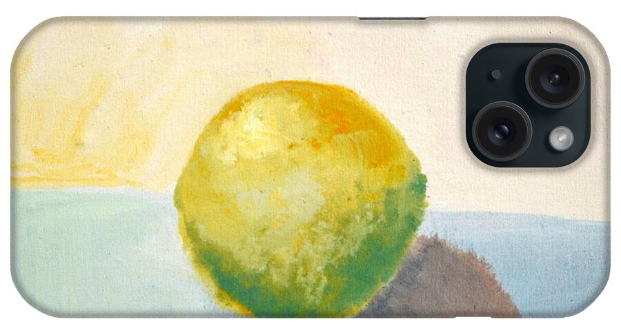 Lemon iPhone Case featuring the painting Yellow Lemon Still Life by Michelle Calkins