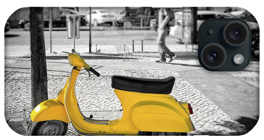 Yellow iPhone Case featuring the photograph Yellow Moped by Nigel R Bell