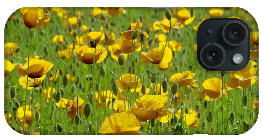 Composite iPhone Case featuring the digital art Yellow Poppy Field by Wolfgang Stocker