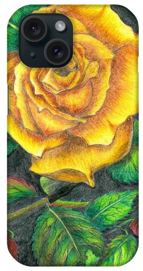 Flower iPhone Case featuring the drawing Yellow rose by Tara Krishna