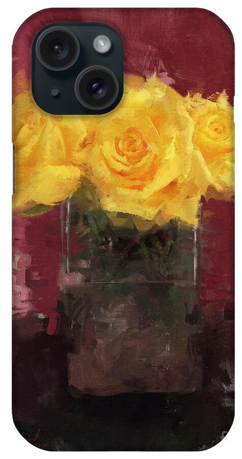 Flowers iPhone Case featuring the digital art Yellow Roses by Dwayne Glapion