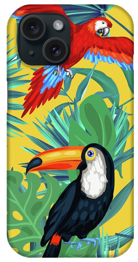 Parrot iPhone Case featuring the digital art Yellow Tropic by Mark Ashkenazi