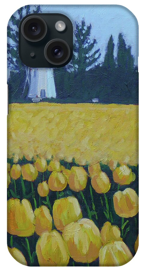 Tulips iPhone Case featuring the painting Yellow Tulips by Stan Chraminski