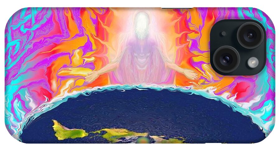 Flat Earth iPhone Case featuring the painting YHWH Creation by Hidden Mountain
