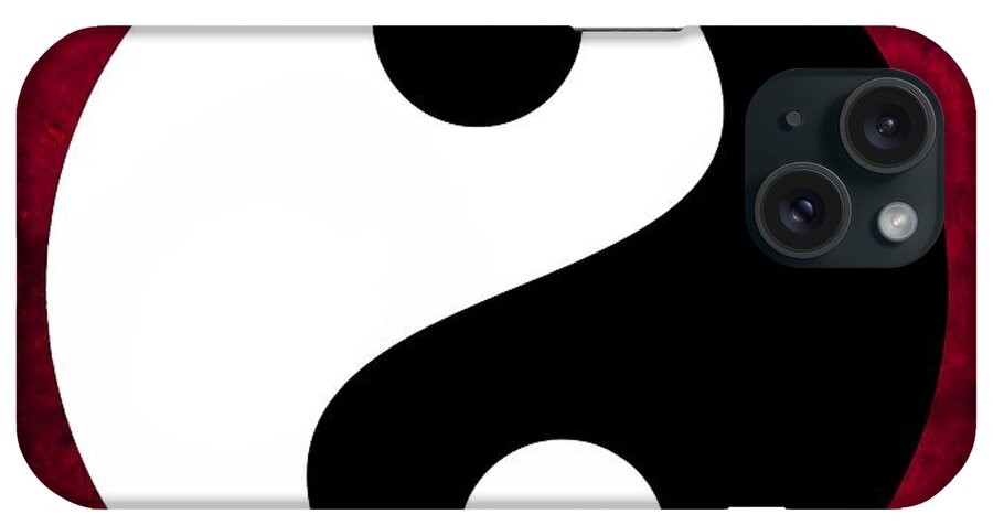 Yin And Yang iPhone Case featuring the digital art Yin and Yang - dark red by Marianna Mills